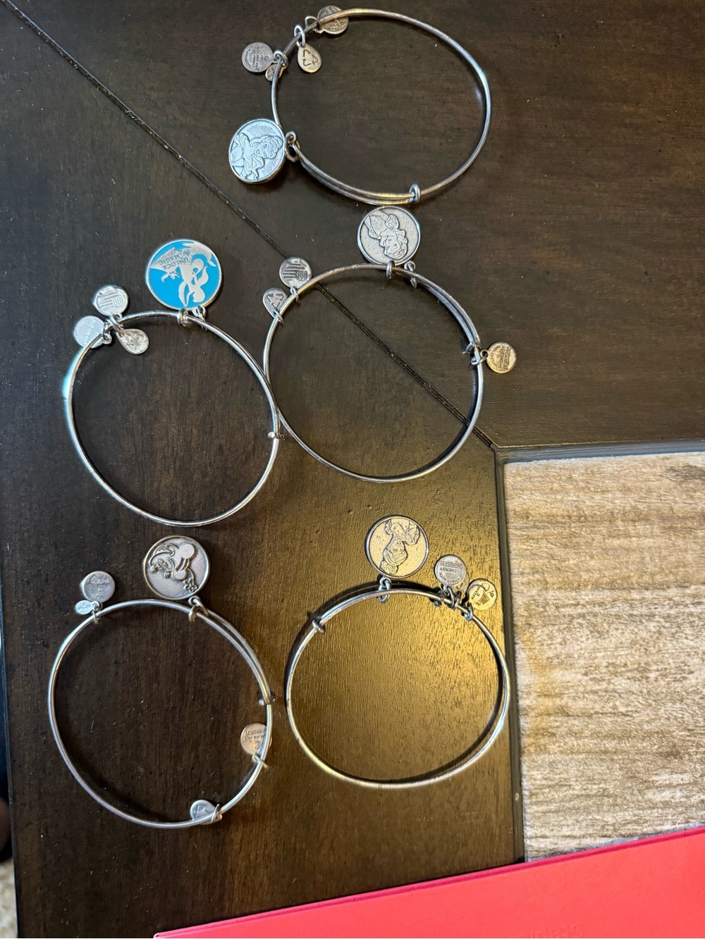 Alex and Ani bundle of five Silver Tone Charm Bangles